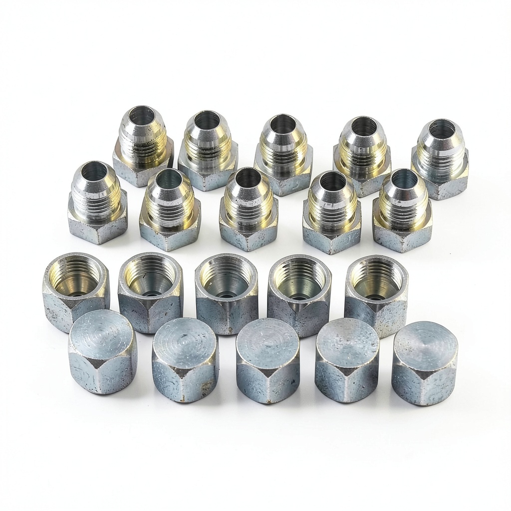 Installing Stainless Steel JIC Tube Fitting Kit Disenparts Hydraulic on a metal workbench