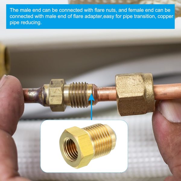 Brass Flare Tube Fitting PATIKIL 1/2 to 5/8 SAE-7