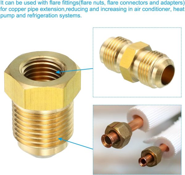 Brass Flare Tube Fitting PATIKIL 1/2 to 5/8 SAE-6