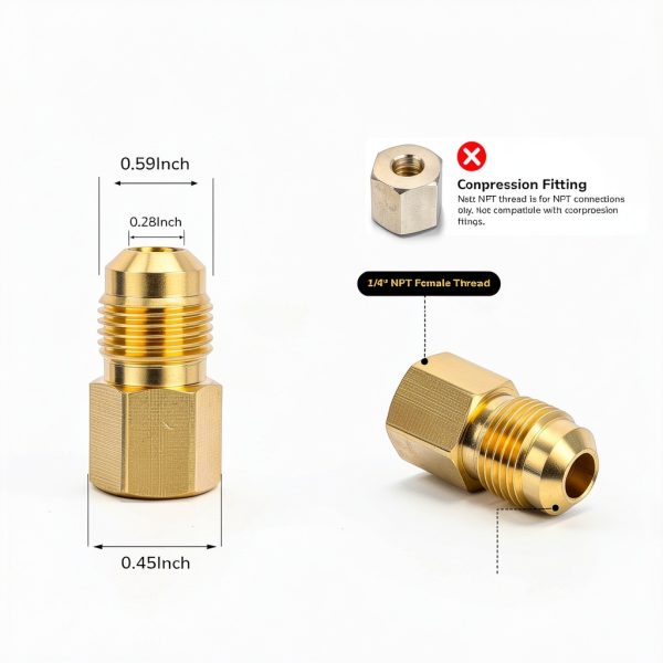JUWO 3/8 to 1/4 Brass NPT Half Union Coupling-1
