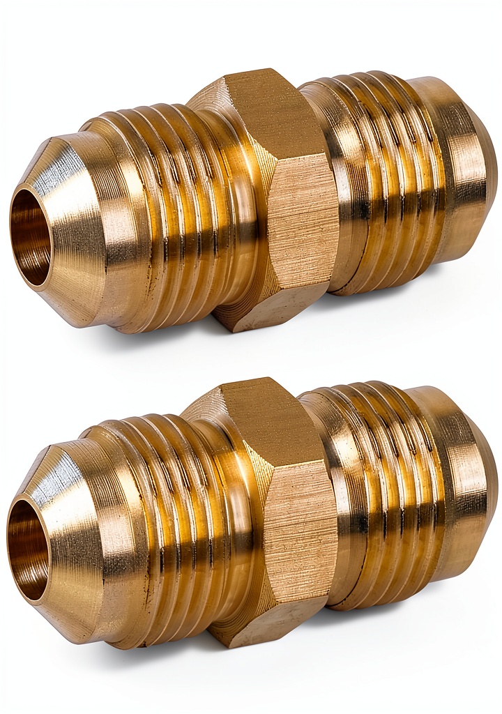 Wvapzwr brass flare fitting installed on a refrigeration line